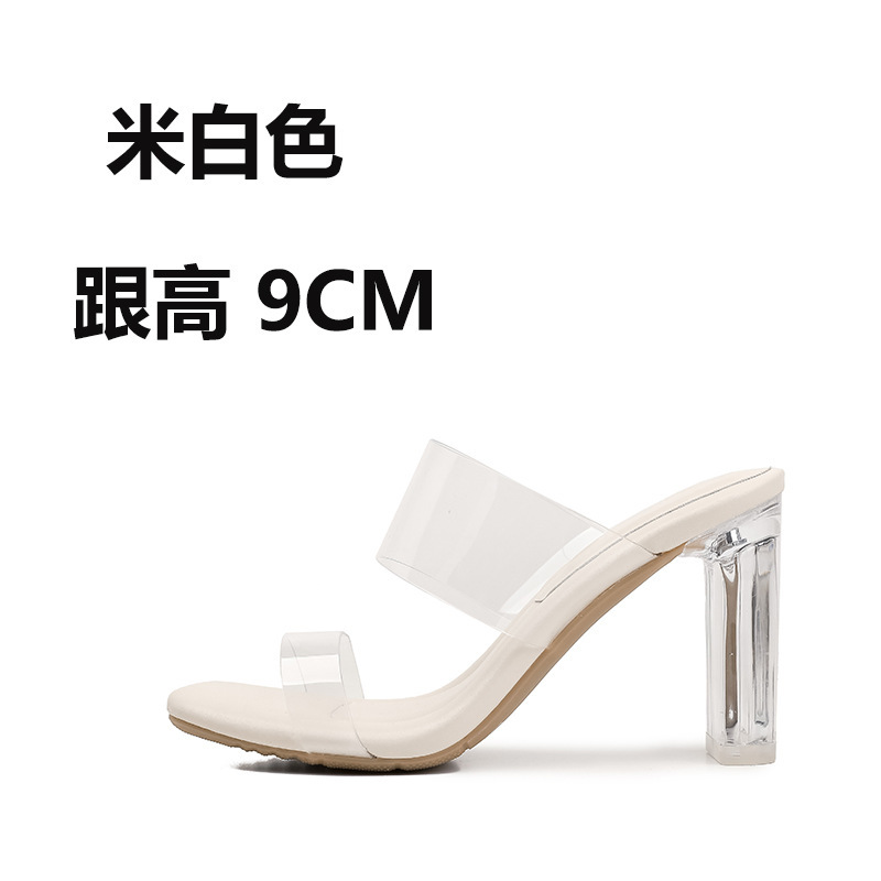 Sandallas de tacón alto transparentes con base suave para mujeres 2026 nuevas zapatillas frías de verano de talón medio de cristal de talón grueso image 13