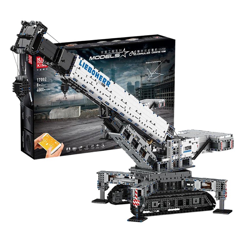 Grúa sobre orugas con control remoto Yuxing 17001-93, juguete educativo de construcción para niños, modelo mecánico