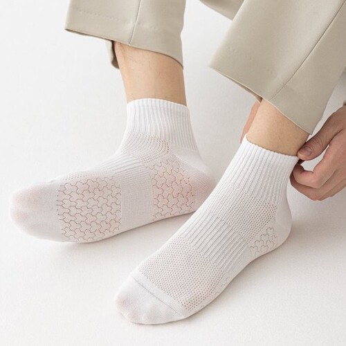 MEKKI Cotton Antibacterial Plain Color Medium Calf Men's Socks Summer Thin Breathable Absorbent Casual Simple Cotton Socks