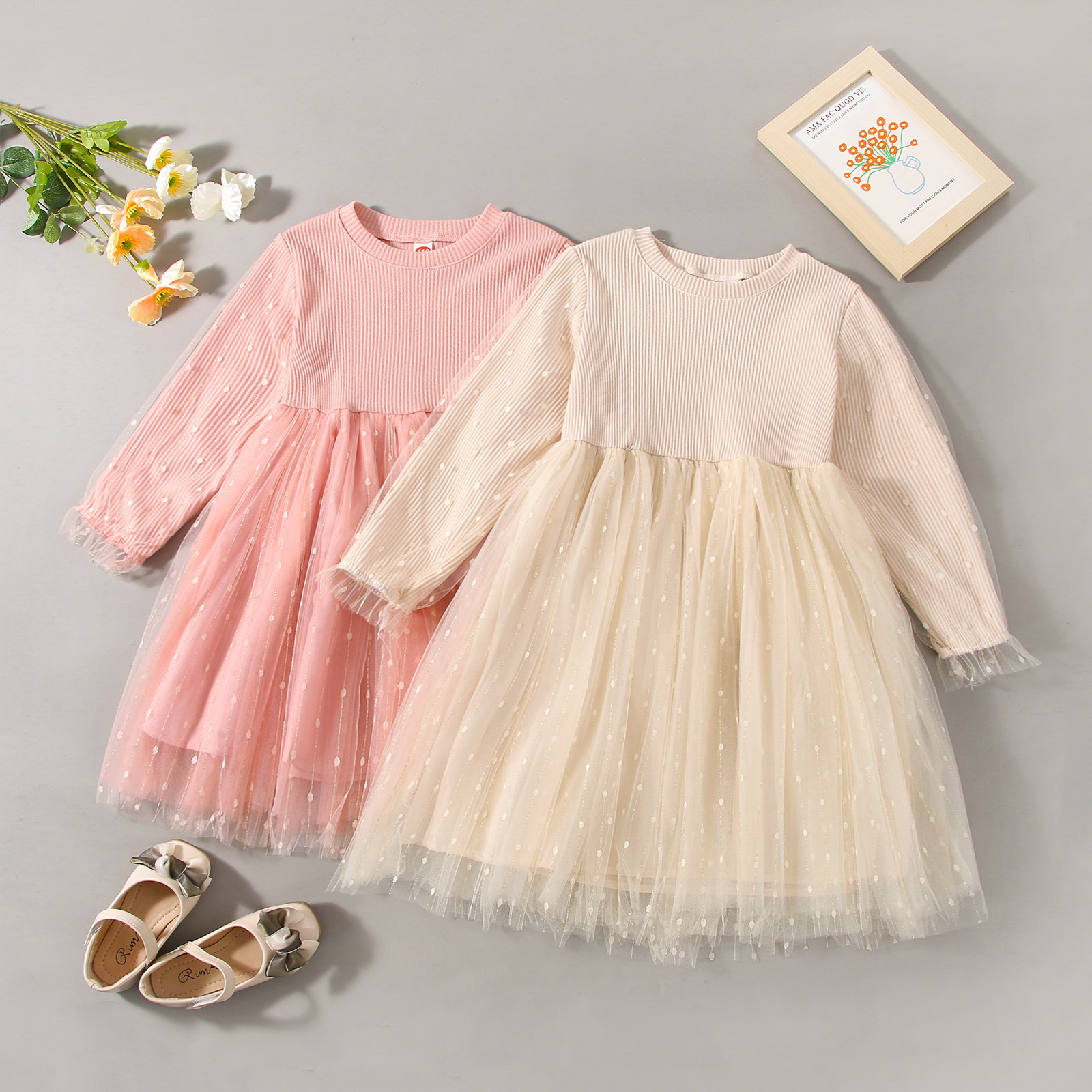 Cute Solid Color Lace Cotton Girls Dresses display picture 1