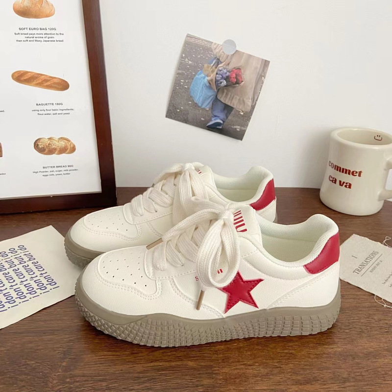 Star White Shoes for Women Hong Kong Style Chic Hot Style 2025 New Versatile Ins Trendy Breathable Casual Sneakers Star White Shoes for Women Hong Kong Style Chic Hot Style 2025 New Versatile Ins Trendy Breathable Casual Sneakers