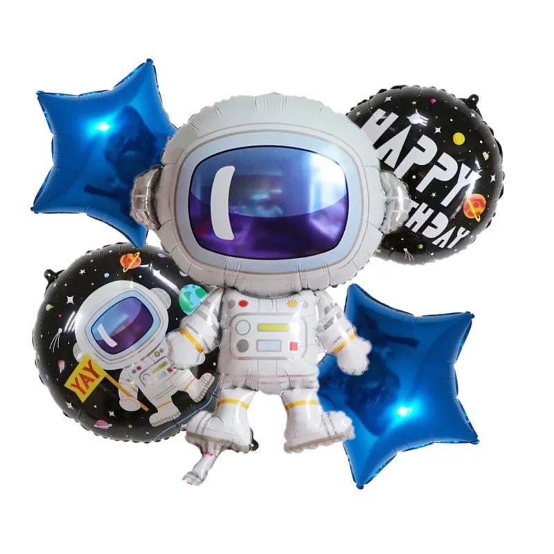 Serie espacial globo de película de aluminio cohete astronauta robot niño bebé cumpleaños fiesta decoración globo