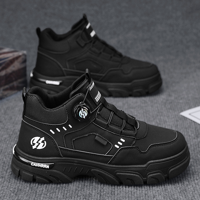 Botón giratorio de moda con pies botas Martin para hombre otoño e invierno nuevo estilo de cuero, alta, alta, alta, alta, deportes casuales, botas de hombre de moda