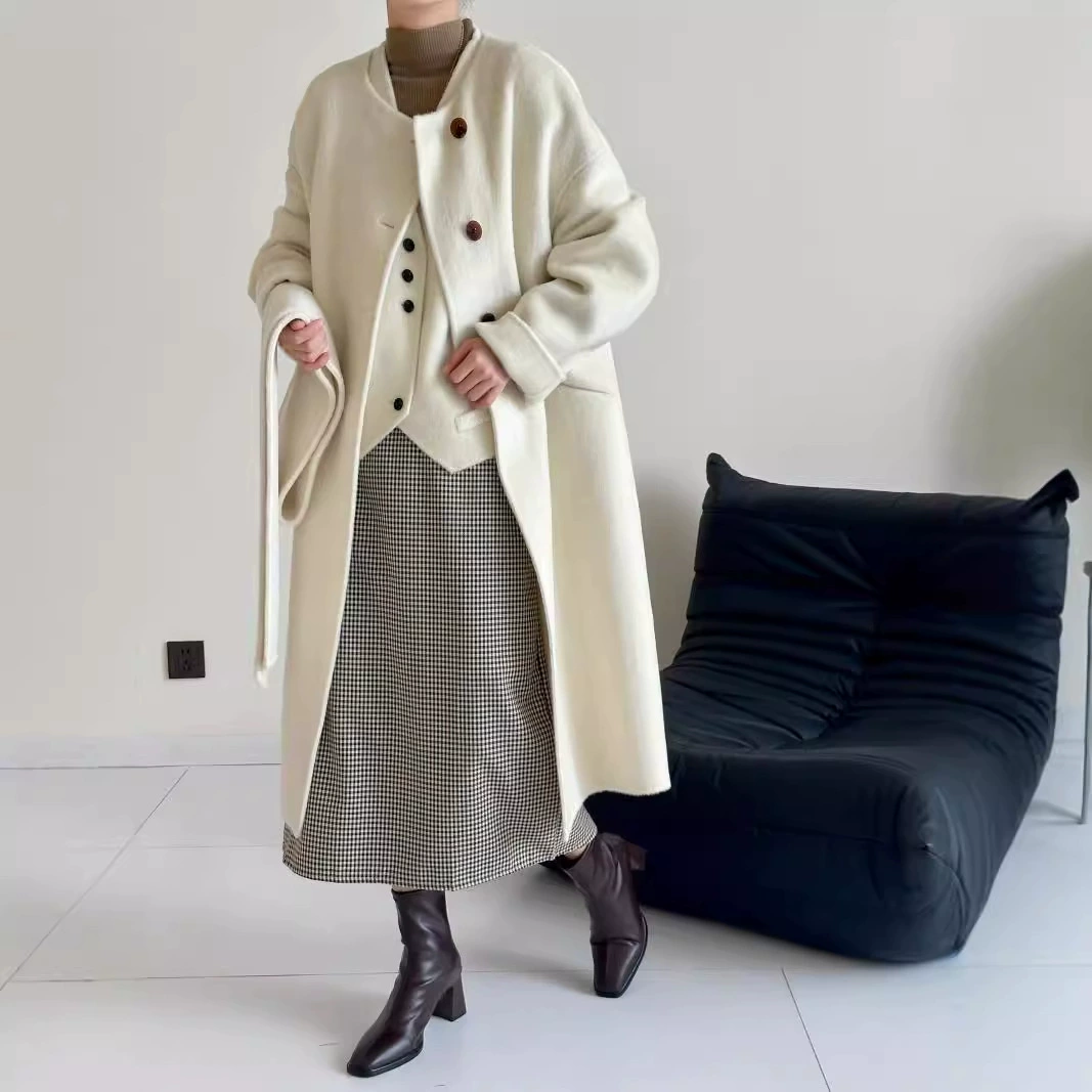 【Хайннинг】Шэн Сяо 2024 осень и зима жакет из yak velvet mulberry silk wool одинарное ревизия шарф-пальто