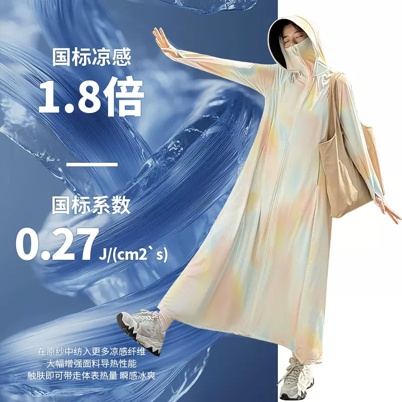 高级感防晒衣女夏季长款全身防紫外线透气冰丝户外连帽薄款防晒服