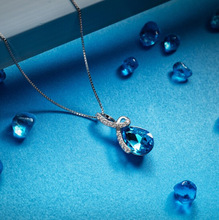 s925纯银十二星座项链女欧美风时尚缪斯之眼奥地利水晶吊坠锁骨链