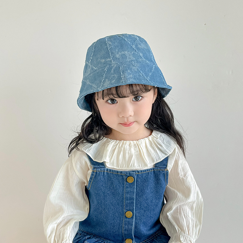 Sombrero de cubo de vaqueros coreano para niños primavera y otoño para niños y niñas sombrero de pescador de estilo extranjero sombrero de sol de moda versátil