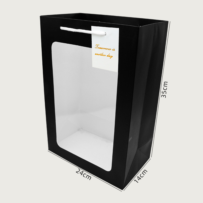 Bolso de ventana abierta Bolsa de ventana transparente de pvc Bolsa de embalaje de ramo de regalo cuadrado Bolsa de regalo de vacaciones al por mayor