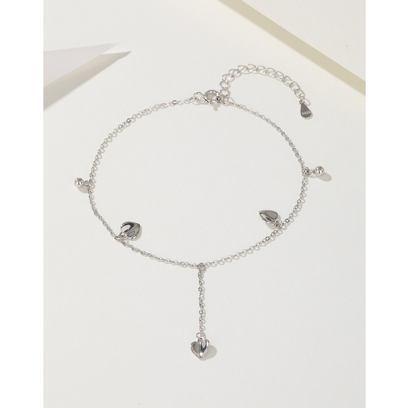 S925 plata esterlina amor tobillera mujer verano playa chica tobillera pie cadena nicho diseño alto grado pie desnudo cadena