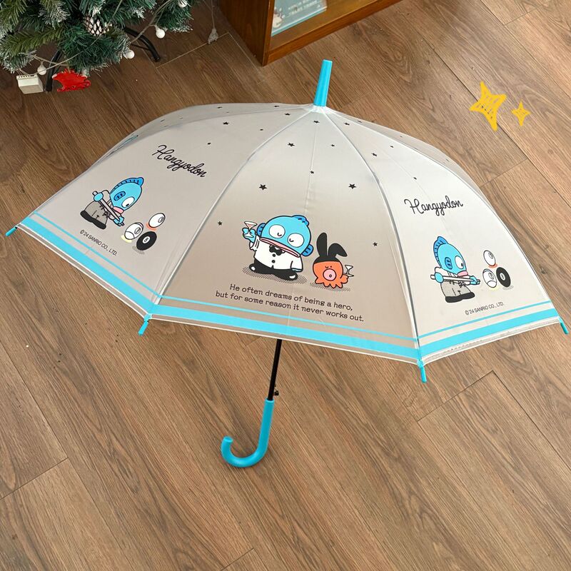In-Stock Ugly Fish Hanton Cute Girly Matte Ugly Fish Frosted Long Handle Umbrella Rainproof High Aesthetic Automatic Cute Fun