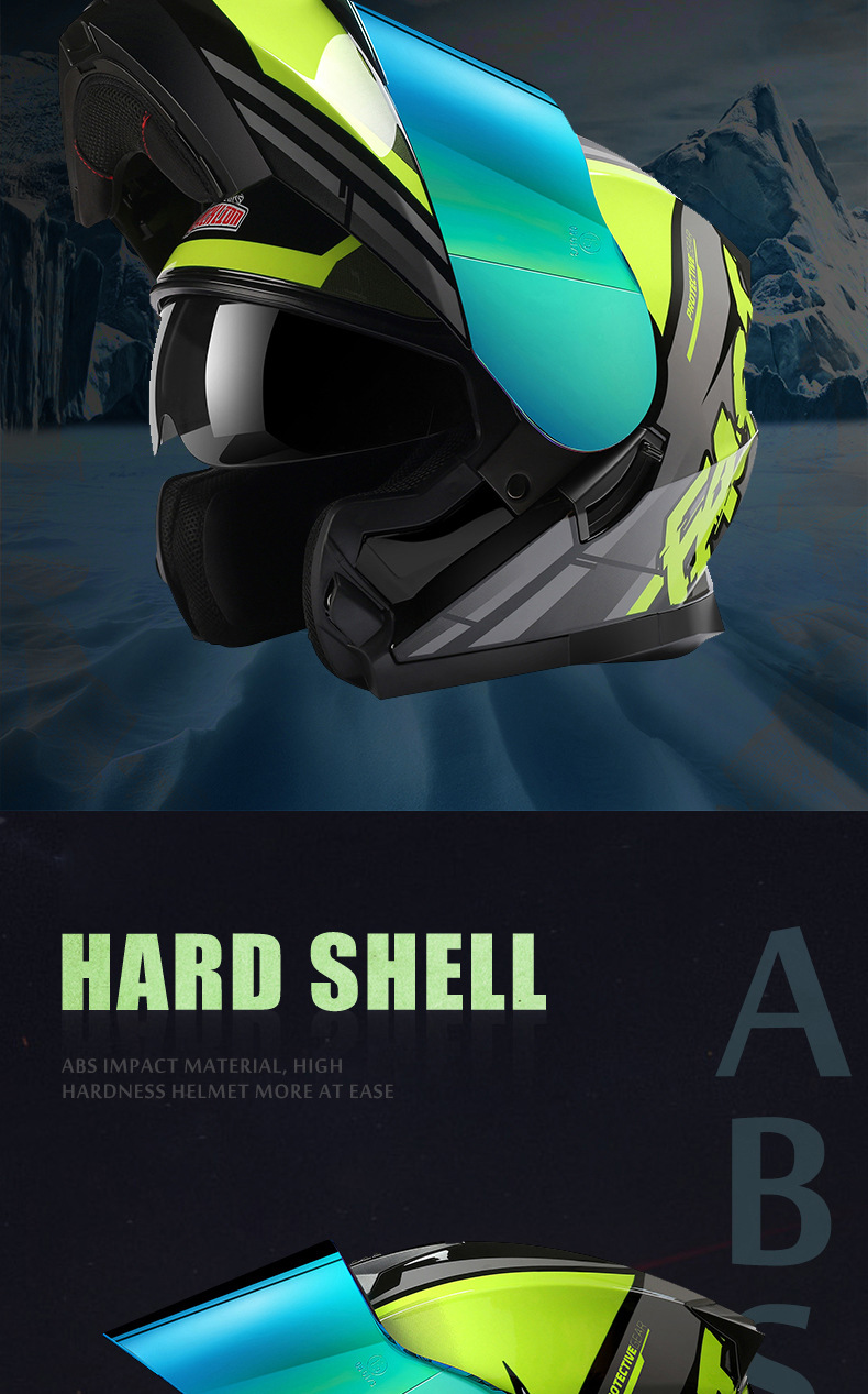 Bld Cross-Border Wholesale Bailide Motorcycle Helmet Flip-Up Visor Anti-Fog Breathable All-Season Full-Face Helmet