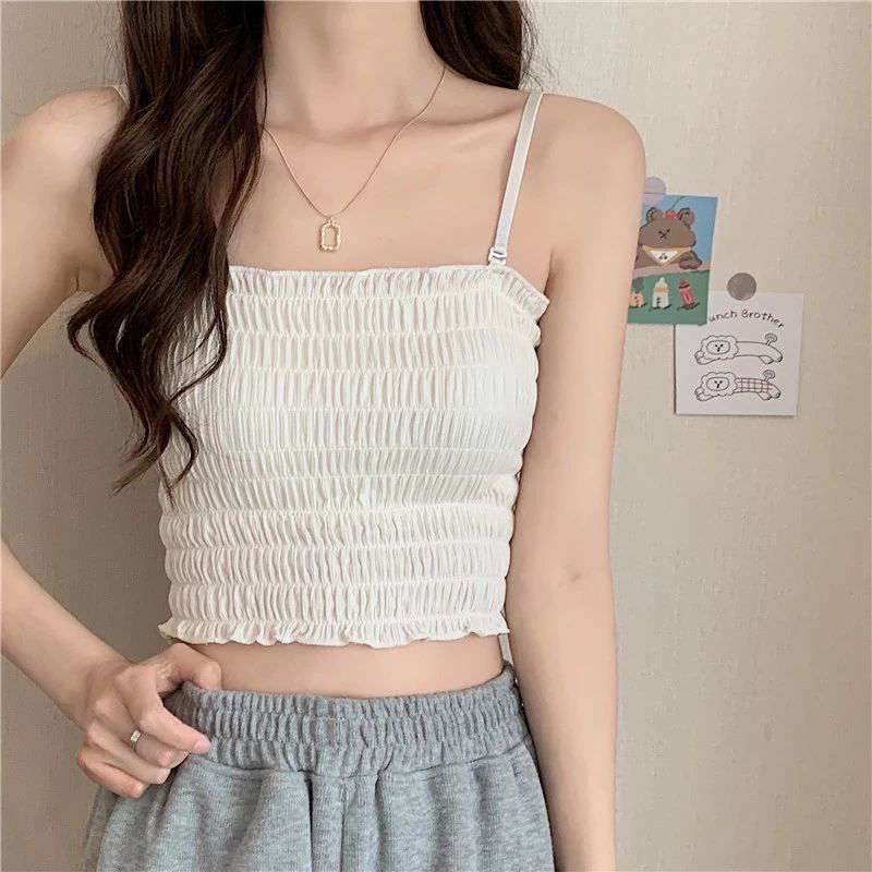 뷰티 백 섹시한 스트랩 튜브 탑 노출 방지 슬림 핏 포장 된 가슴 내부 착용 학생들은 무선 조끼를 외부에서 착용 할 수 있습니다