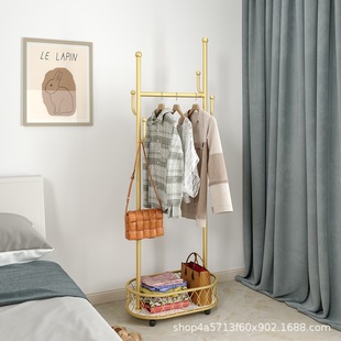 Clothes Hanger Floor Bedroom Modern Light Luxury Coat Rack Internet Popular Clothes Hanger Nordic Storage Rack Wheeled Mobile Rack