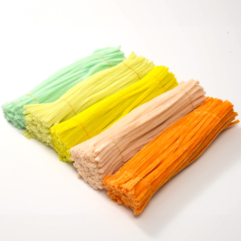 Twisted stick cifrado al por mayor macaron color raíz del pelo tira de lana Flor de los niños hechos a mano DIY material de la flor del tulipán