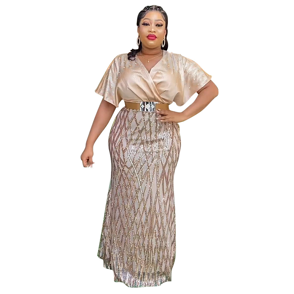 Elegant Women's Evening Dress With Decorative Beads And Diamonds_voghion.com