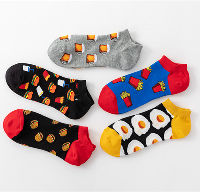 Men's socks Food series boat socks leisure socks wholesale creative colorful socks_voghion.com