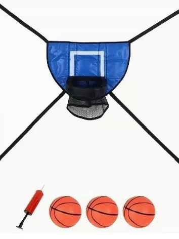 파란색 PVC 농구 골대 공 1개 공기 펌프 1개