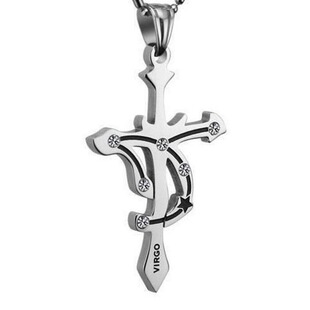 Taobao Hot Cross Twelve Constellation Necklace Men's Personality Trendy Student Day Korean Titanium Steel Men's Pendant