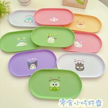 新款卡通马卡龙家用零食小托盘餐桌垃圾吐骨碟库洛米水果收纳盘