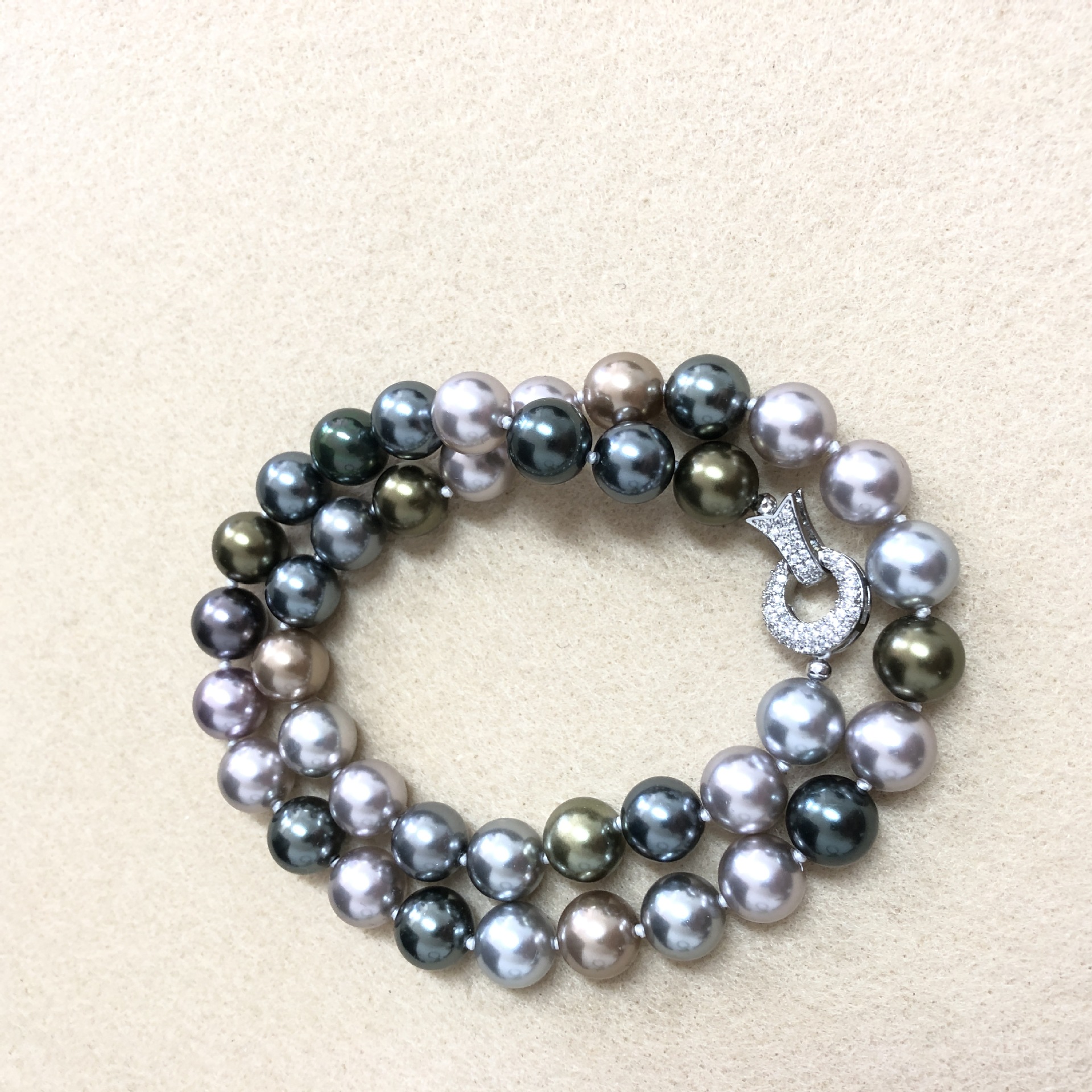Zircon Inlay Material Necklace Classification Freshwater Pearl Copper Zircon Beaded Round Necklace