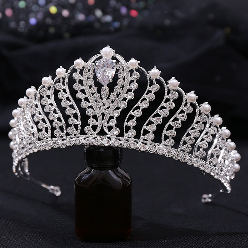 Bridal jewelry European high-end zircon crown bridal wedding dress tiara Princess birthday rhinestone crown