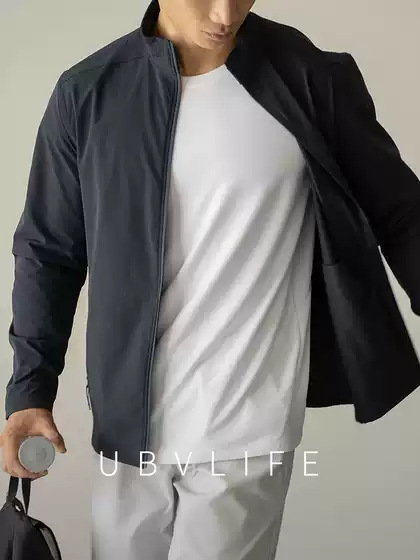 Old Money Style Warm Four-Way Stretch Stand Collar Casual Jacket Men 2026 Spring Woven Quick-Dry Outdoor Sports Jacket