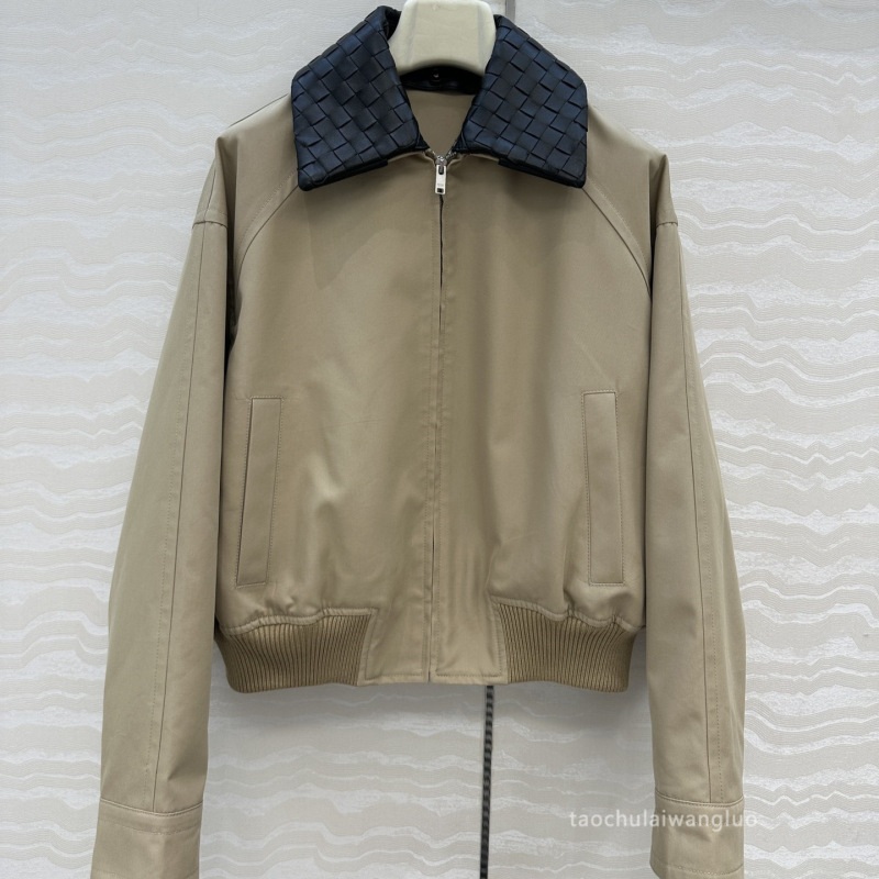 拼皮翻领长袖夹克外套 复古摩登风宽松百搭撞色开衫秋季 AW80566|undefined