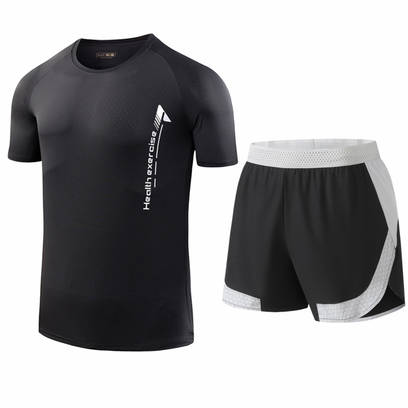 Traje deportivo de seda de hielo para hombres secado rápido transpirable verano delgado para correr manga corta para hombres suelta moda de tamaño grande