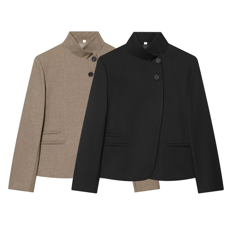 Wholesale for foreign trade 2026 summer new style casual plain simple high-neck blazer 3736051