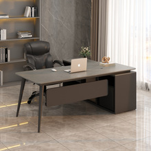 轻奢岩板老板办公桌高档简约现代设计师款创意小型办公室桌椅组合