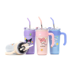 外国貿易サンリオ新型アニメ保温保冷アイスカップコーヒーコーラ飲料カップハンドル付きストロー付き