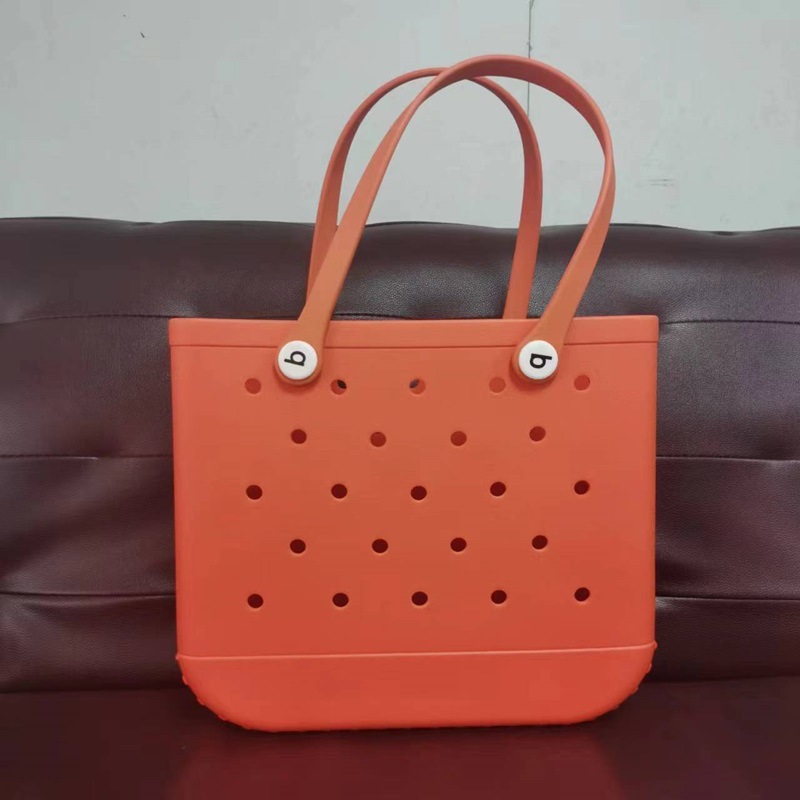 En stock EVA bolsa de playa moda al aire libre impresión agujero bolso de almacenamiento bolsa grande de las mujeres cesta Satchel