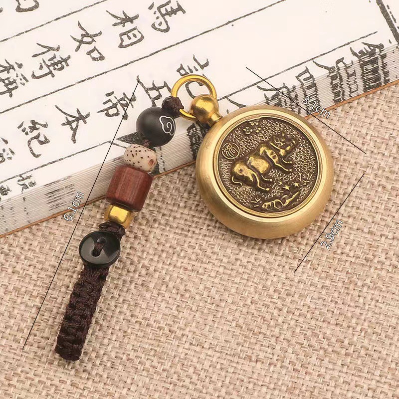 黄铜十二生肖转钱钥匙扣 挂件创意随身汽车钥匙扣个性装饰小把件详情5