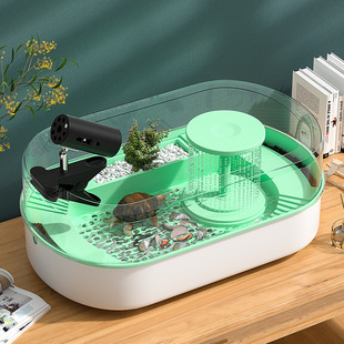 Turtle Box with Basking Table Ecological Landscaping Aquarium Height-increasing Draining Water Filtering Turtle Basin Villa Household Raising Turtle Tank