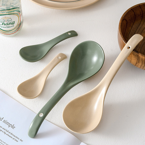 Nordic large spoon ceramic household long-handled large-headed spoon for porridge and soup porridge spoon large spoon soup tableware