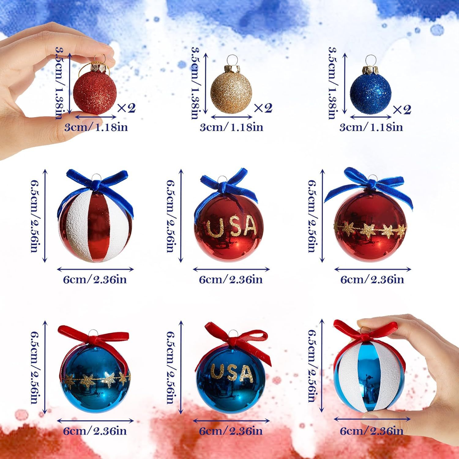 Día de la Independencia de los Estados Unidos Navidad Set Colgante DIY 4 de julio Día Nacional Fiesta Ambiente Árbol Patriótico Decoración Bolas Colgantes
