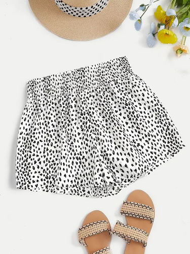 Elegant Summer Women's Fashion Personal Style High-Waisted Slimming Three-Quarter Length Full-Body Printed Shorts Show Long Legs High Elastic