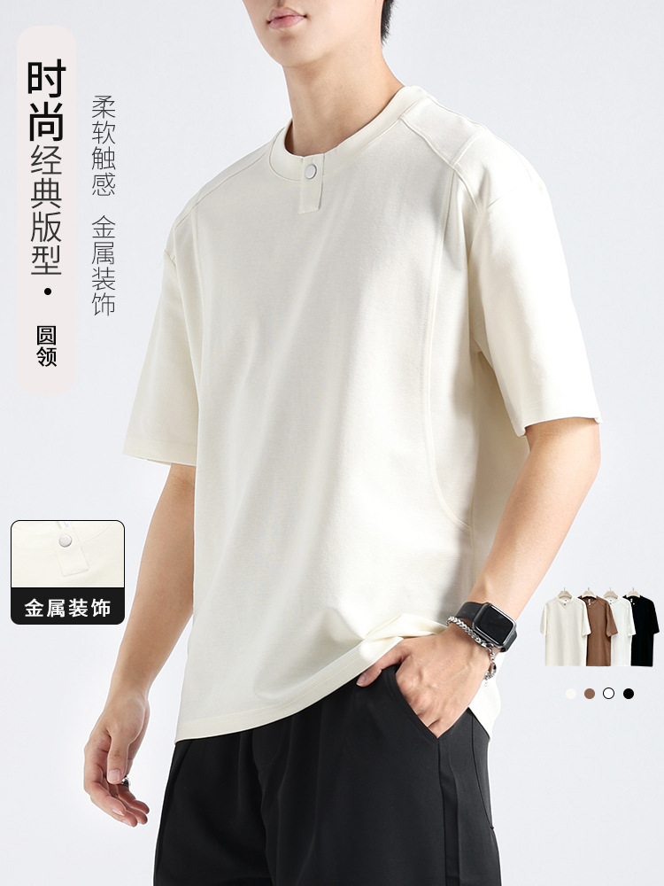 Ropa para hombres, lujo ligero, sensación de alta gama, camiseta imprescindible para hombres de manga corta para hombres 2025, ropa suelta para hombres, marca de moda para hombres