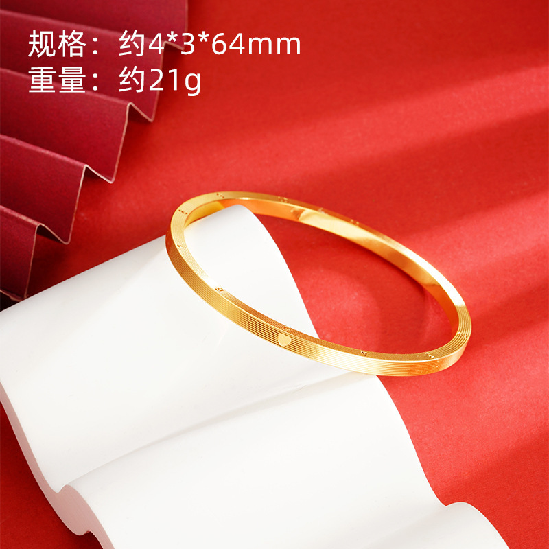 Pulsera de oro de arena de Vietnam no se desvanece durante mucho tiempo patrimonio de estilo antiguo pulsera de dos mundos pulsera de oro imitación de trébol femenino simulación