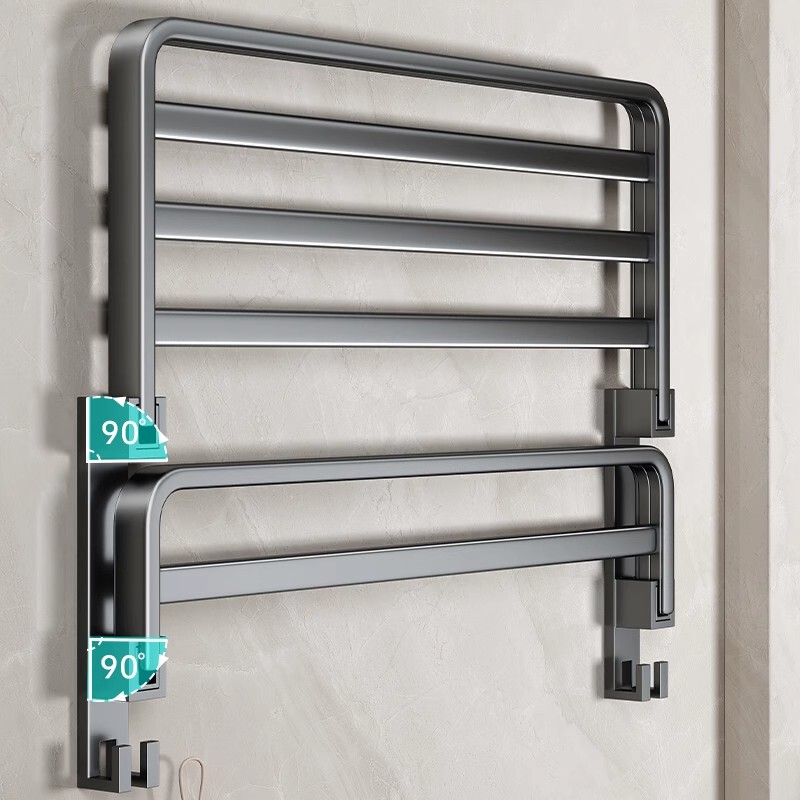 Gun gray space aluminum towel rack punch-free toilet bathroom storage rack wall-mounted toilet toilet towel rack Gun gray space aluminum towel rack punch-free toilet bathroom storage rack wall-mounted toilet toilet towel rack