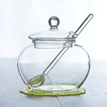 透明玻璃带盖家用储物罐糖罐盐罐调料罐厨房收纳整理带勺茶叶罐