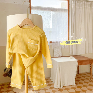 Spring and Autumn Children's Home Clothes Men's and Baby's Underwear Set Cotton Girls' Pajamas Two-Piece Baby's Autumn Clothes and Pants