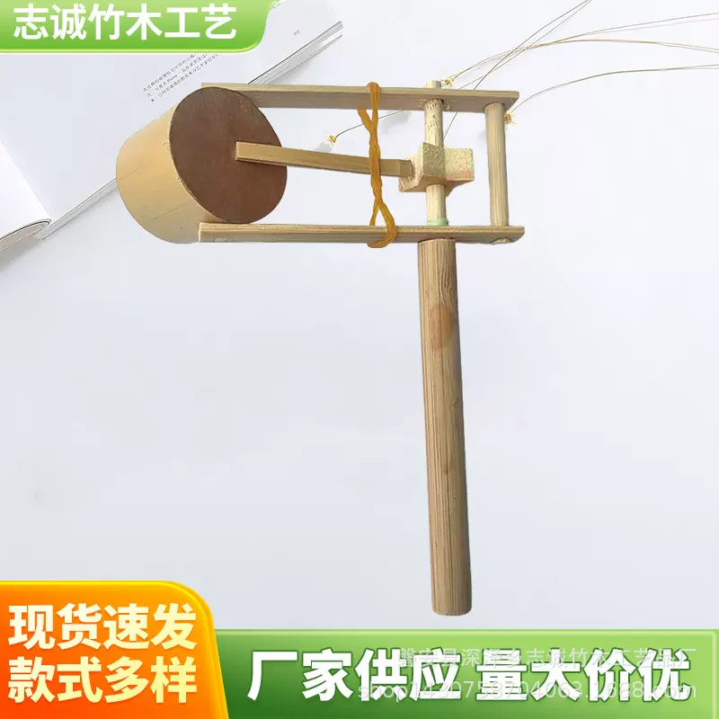 竹制手摇拔浪鼓手工制作秋千鼓婴儿摇鼓传统小孩玩具游工艺品供应