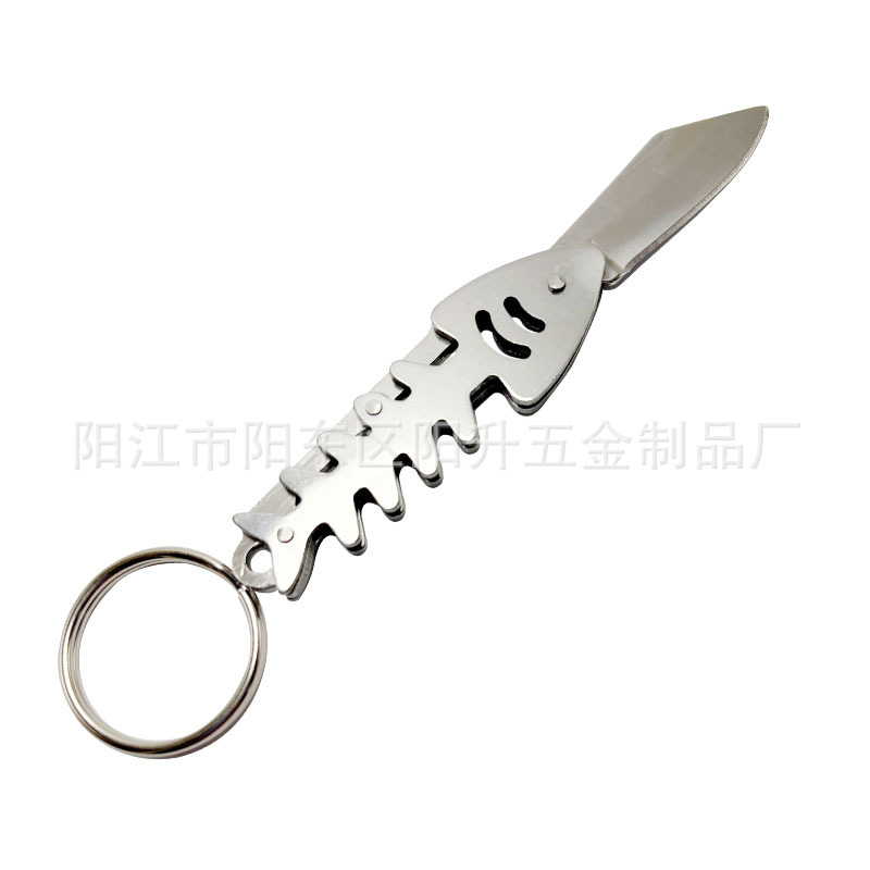 Fishbone Personalized Folding Knife Sharp Fruit Knife Portable Keychain Mini Knife Express Box Opening Knife Pendant