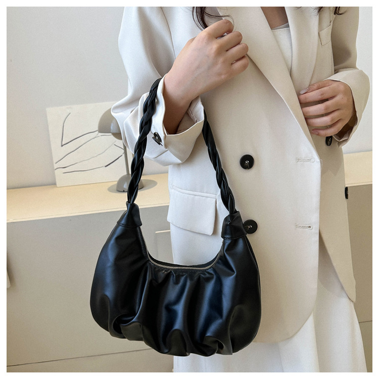 Cloud pleated single shoulder underarm bag with texture for women's 2024 new trendy internet celebrity handbag_senzul.com