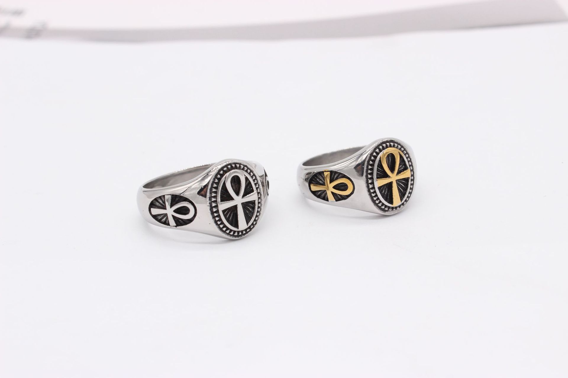 18K Gold Plated Plating Material Retro Cross 304 Stainless Steel 18K Gold Plated Men's Rings