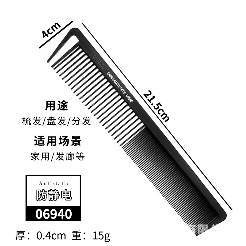 Fuente fabricante transfronterizo Tapa de Tony Venta caliente transfronteriza Peluquería Herramientas de peluquería Venta caliente Peine de cola puntiaguda Exceptor de permanente de dientes densos