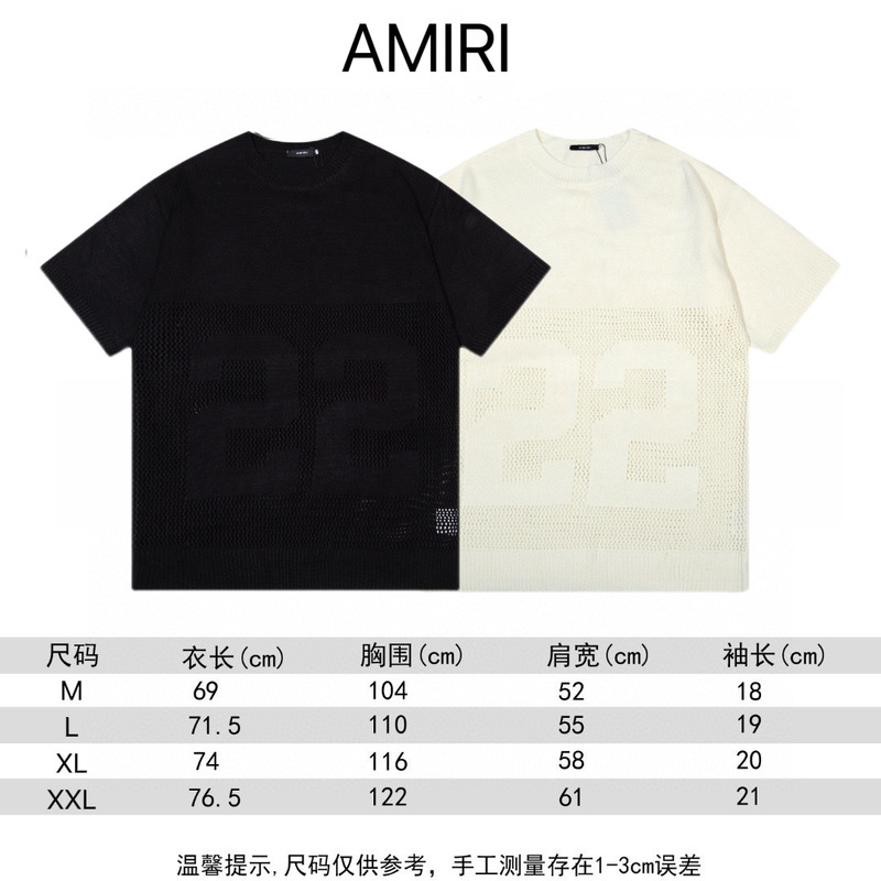 2025 autumn and winter new AMI hollow 22 letter logo knitted sweater for men and women with a batch of hair