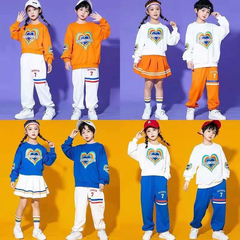 Детская команда Черлидинга Одежда для уличных танцев Учащиеся начальной школы Осенне-зимние игры Церемония открытия Групповая одежда с длинными рукавами Костюм для занятий