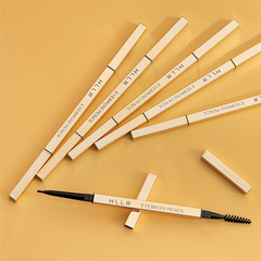 Helen Beauty Double-Ended Eyebrow Pencil with Aluminum Tube, Fine Tip, Easy to Apply and Long-Lasting, Natural Black Gold Bar Eyebrow Pencil
